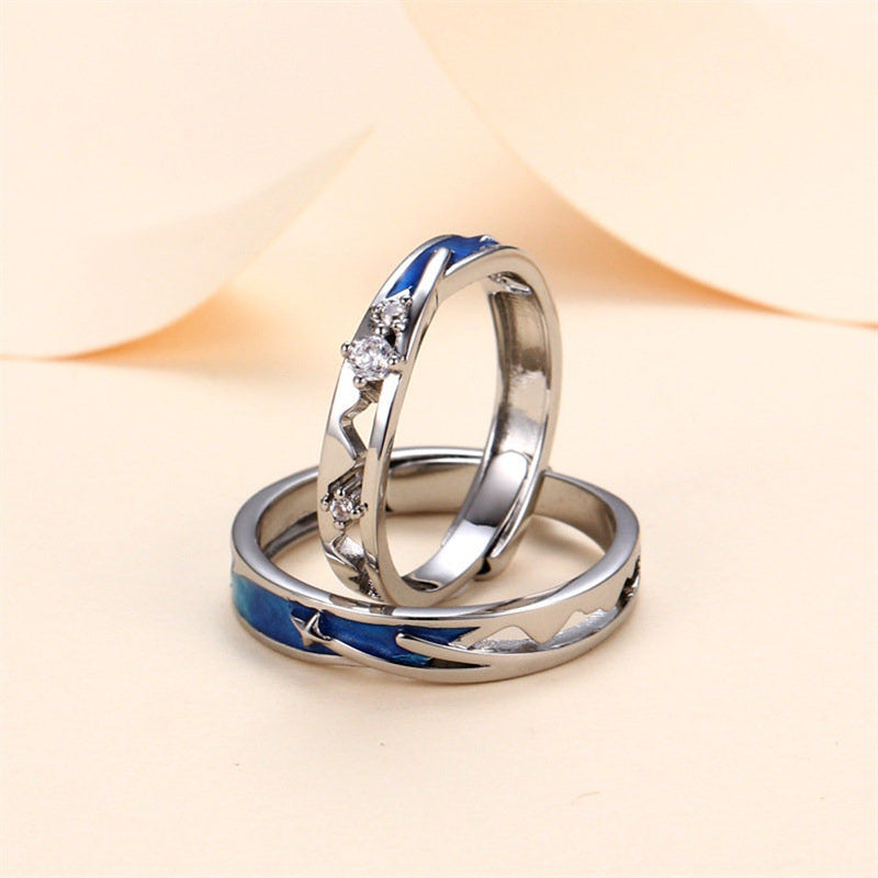 Couples Ring Meteor Shower Friendship Ring Men And Women Ring Simple Live Mouth Adjustable Bracelet