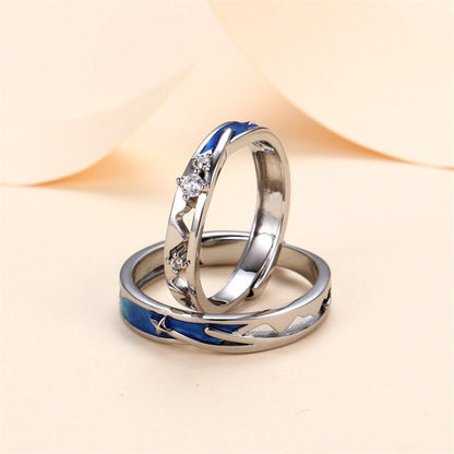 Couples Ring Meteor Shower Friendship Ring Men And Women Ring Simple Live Mouth Adjustable Bracelet