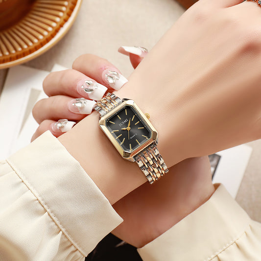 Square Meridian-Style Dial Quartz Watch for Women