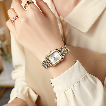 Square Meridian-Style Dial Quartz Watch for Women