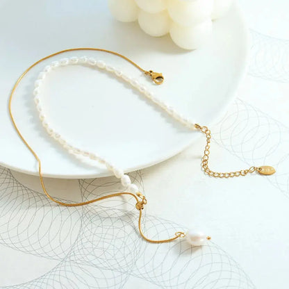 18K Gold-Plated Pearl Necklace Trendsi