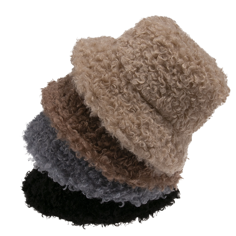 Men fisherman hat lamb wool beanie hat