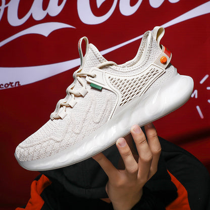 Men'S Flying Woven Running Shoes Fashion Sports Shoes Summer Style Flame Bottom Popcorn Casual Trendy Shoes