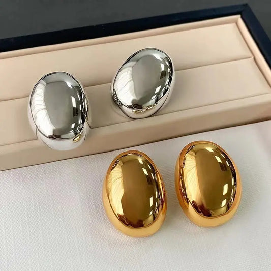 New Brass Teardrop Half Hollow Large Earrings Metal Smooth Ladies Jewellery eprolo