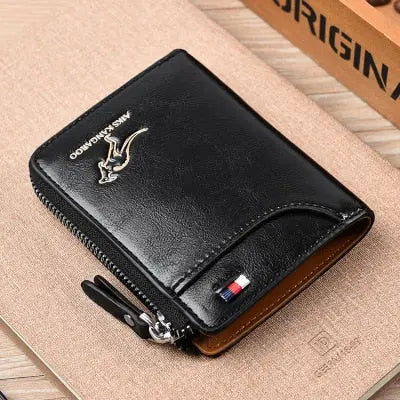 New Men Wallets Fashion Short Desigh Zipper Card Holder Men Leather Purse Solid Coin Pocket High Quality Male Purse eprolo