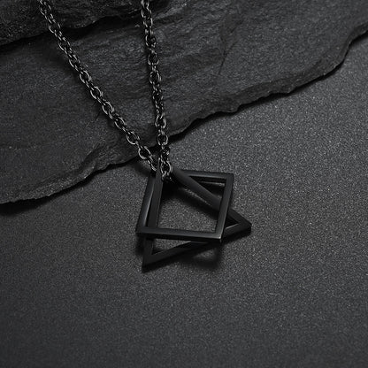 Ins Cold Style Geometric Triangle Square Combination Necklace Hip-Hop Net Red Tide Men And Women Couple Pendants