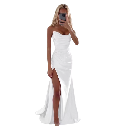 Plum satin dress with cowl neckline women