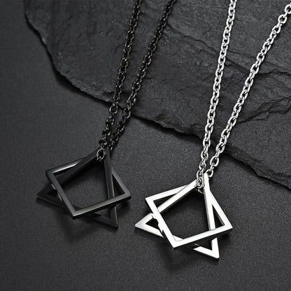 Ins Cold Style Geometric Triangle Square Combination Necklace Hip-Hop Net Red Tide Men And Women Couple Pendants