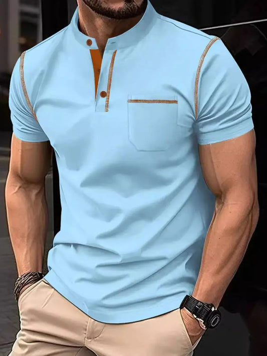 Men's Full Size Button Detail Short Sleeve Polo Plus Size Trendsi