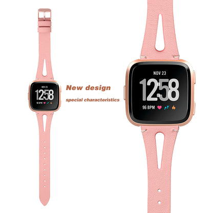 Leather Pattern Strap Water Drop Narrow Opening Watch