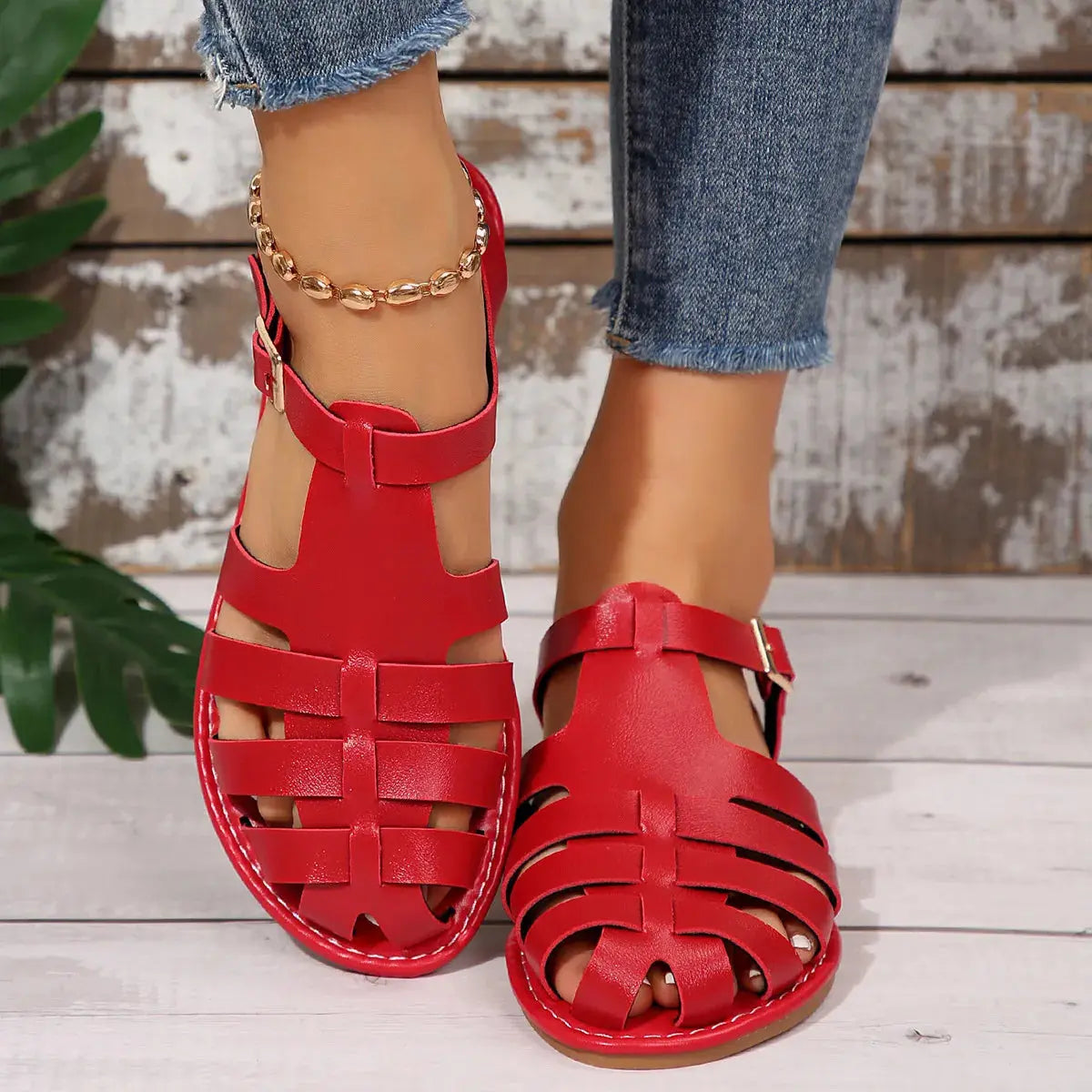 Round Toe Flats Sandals Trendsi