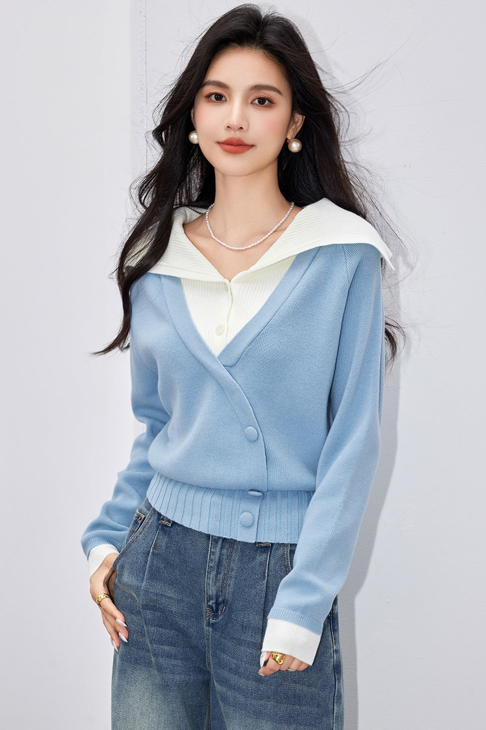  Stylish sweater shirt for girls in light blue - comfortable casual wear