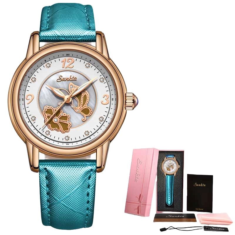 SUNKTA Rose Gold Ceramic Women's Watch