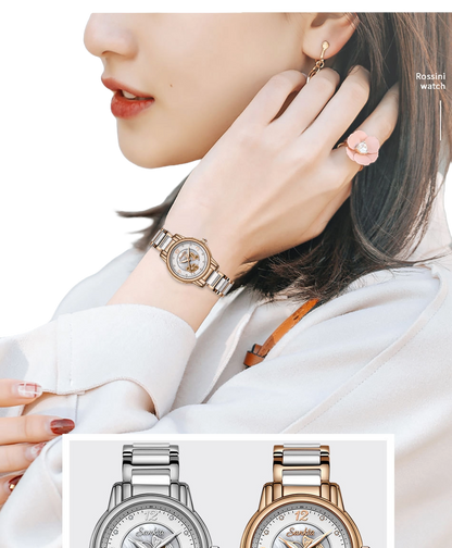 SUNKTA Rose Gold Ceramic Women's Watch