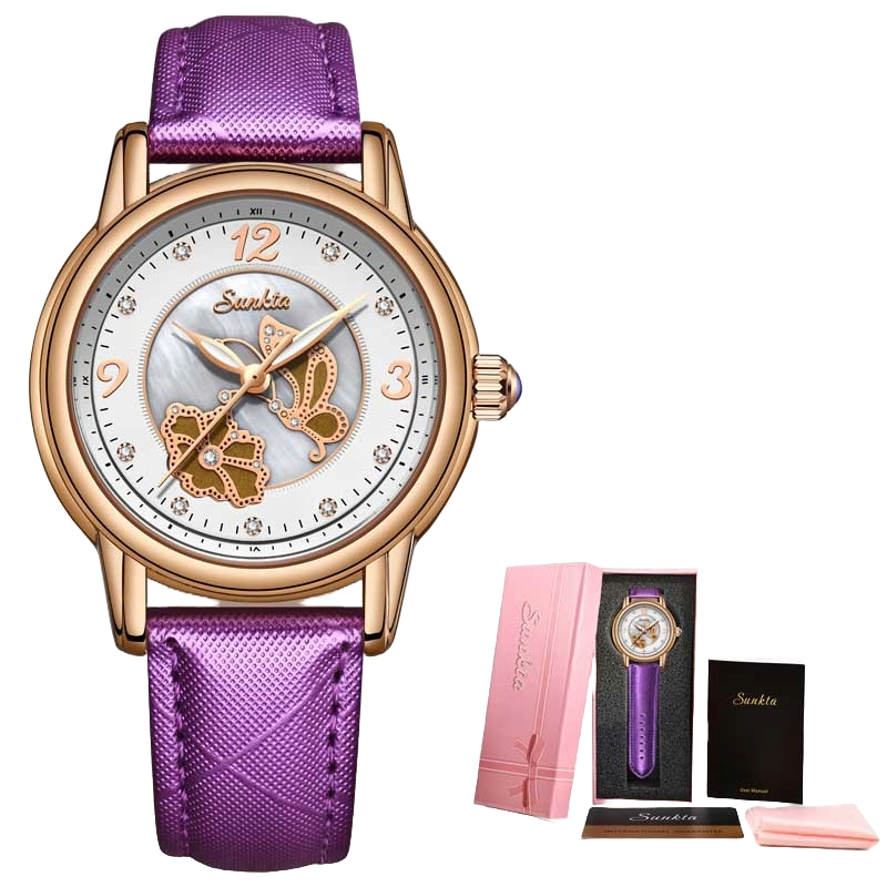 SUNKTA Rose Gold Ceramic Women's Watch