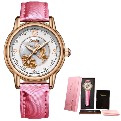 SUNKTA Rose Gold Ceramic Women's Watch