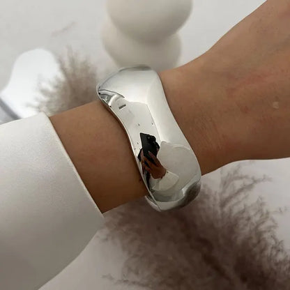 Hip Hop Water Drop Cuff Wide Bangles Vintage Punk Gold Silver