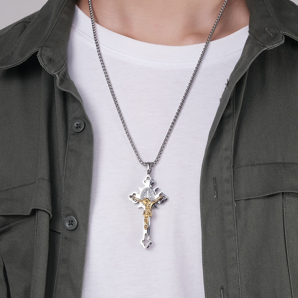 Titanium Steel Cross Necklace Retro Personality Hipster Men And Women Pendant