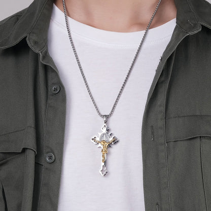 Titanium Steel Cross Necklace Retro Personality Hipster Men And Women Pendant