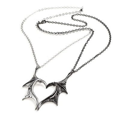 Personality Punk Heart Double Color Wing Necklace for Women Men Vinatge Fashion Statement Wing Pendant Necklace for Lovers
