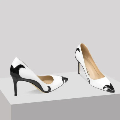 Red and green dragonfly pointed slender heel banquet women's shoes color blocked single shoes for women eprolo