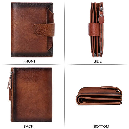 Men's short genuine leather wallet first layer cowhide Korean style fashion casual wallet driver's license wallet father's day gift eprolo
