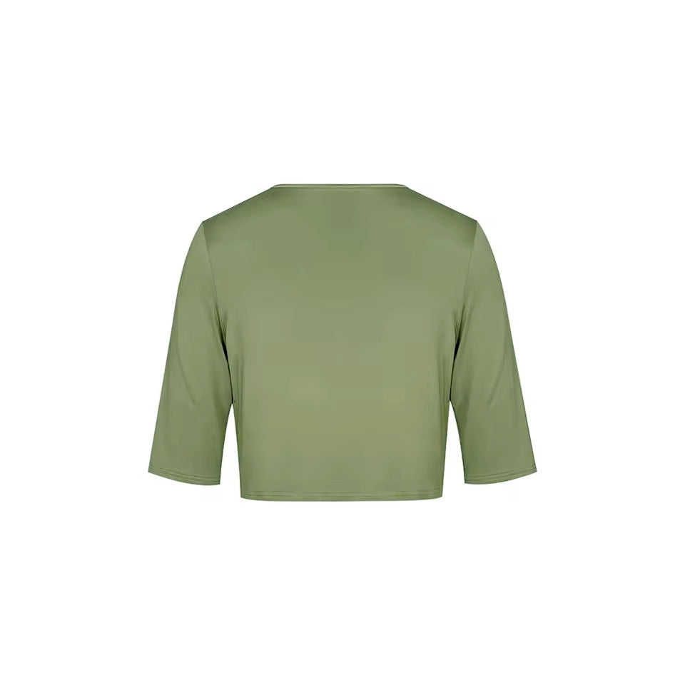 Long Dress A-line Pure Color Cardigan Top Two-piece Set