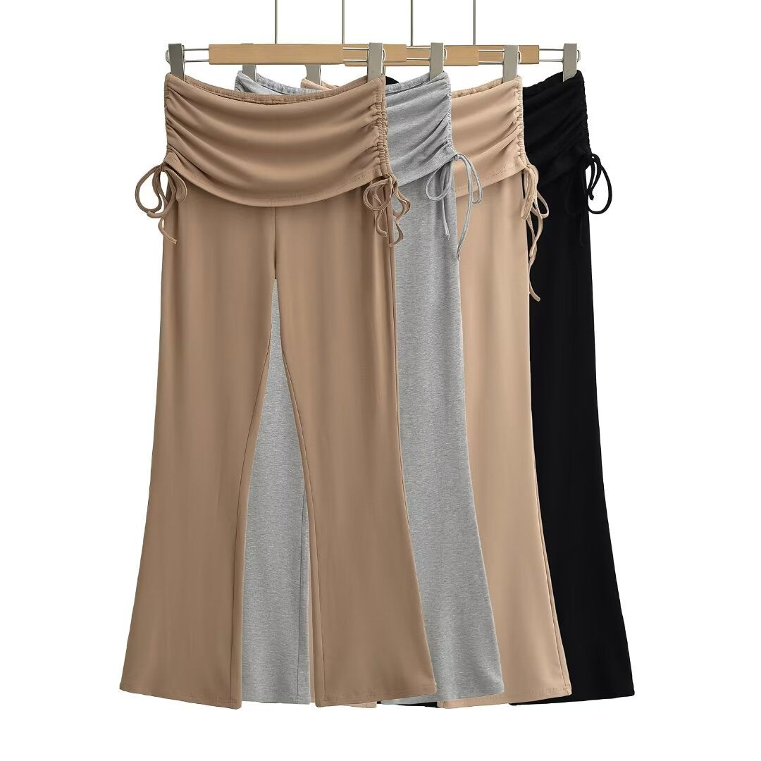 High waisted straight leg casual pants for women