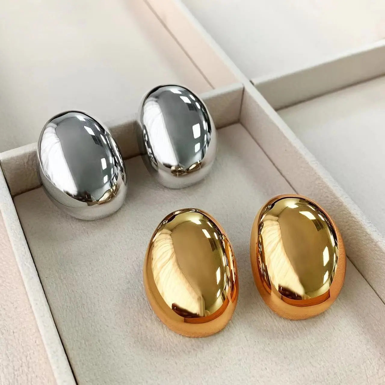 New Brass Teardrop Half Hollow Large Earrings Metal Smooth Ladies Jewellery eprolo