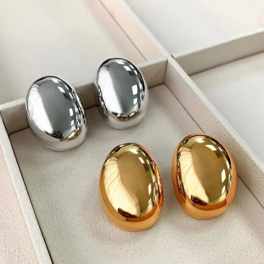 New Brass Teardrop Half Hollow Large Earrings Metal Smooth Ladies Jewellery eprolo