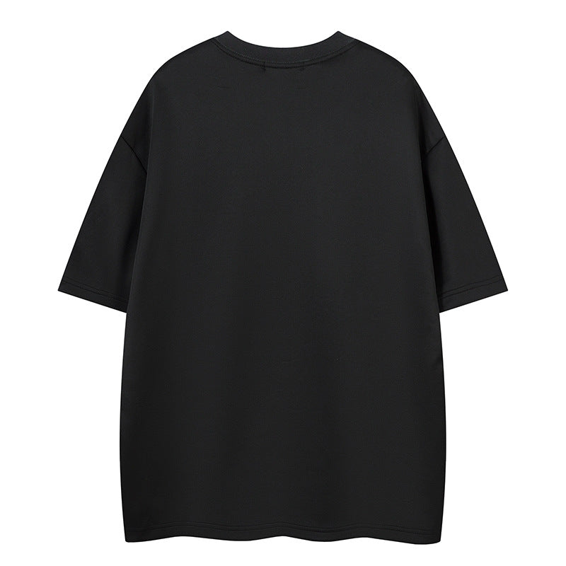 Retro Print Loose T-Shirt Men Short Sleeve