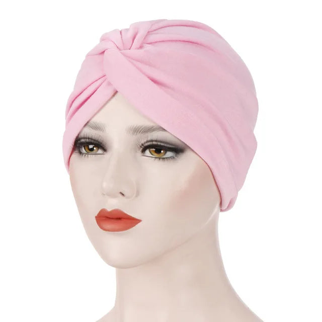Muslim Women Stretch Cotton Striped Beanie Turban Chemo Hat Head Wrap Cap Headwear for Cancer Patients
