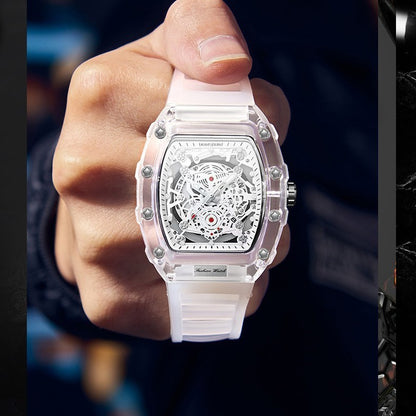 Cross-border Watch Unique Barrel-shaped Quartz Watch Fashion Transparent Men's Watch Waterproof Wristwatch