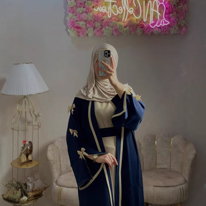 Loriya Arabic Women's Butterfly Knot Abaya Loose Dress