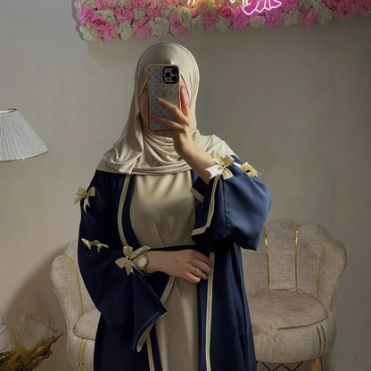 Loriya Arabic Women's Butterfly Knot Abaya Loose Dress