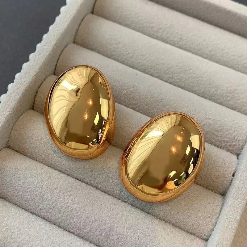 New Brass Teardrop Half Hollow Large Earrings Metal Smooth Ladies Jewellery eprolo