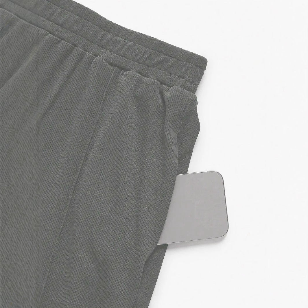 Women's Waist Tie Design Round Neckp with High Waist Casual Straight Leg Pants Two-Piece Set