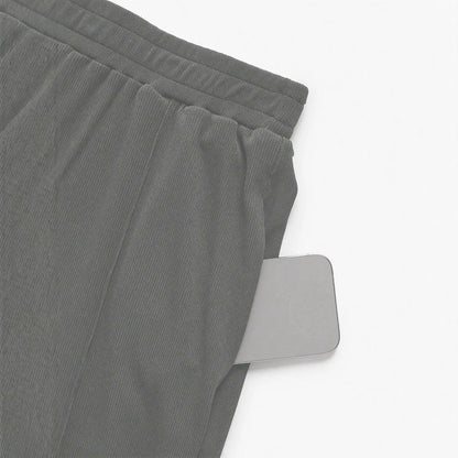 Women's Waist Tie Design Round Neckp with High Waist Casual Straight Leg Pants Two-Piece Set