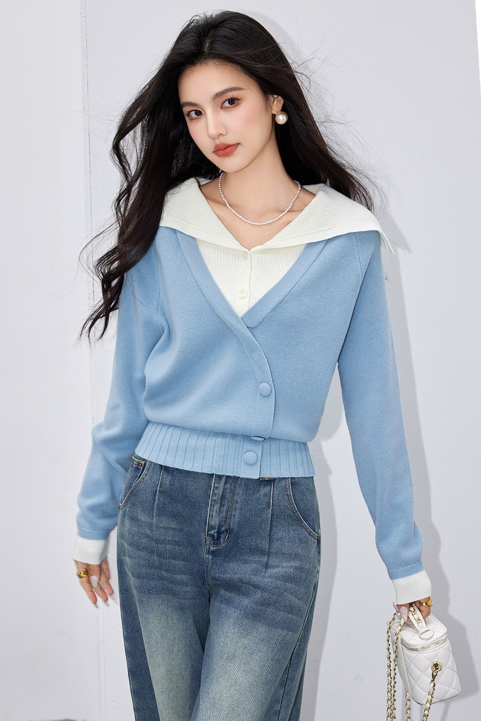 Sweater shirt for girls in sky blue color - soft and comfortable design