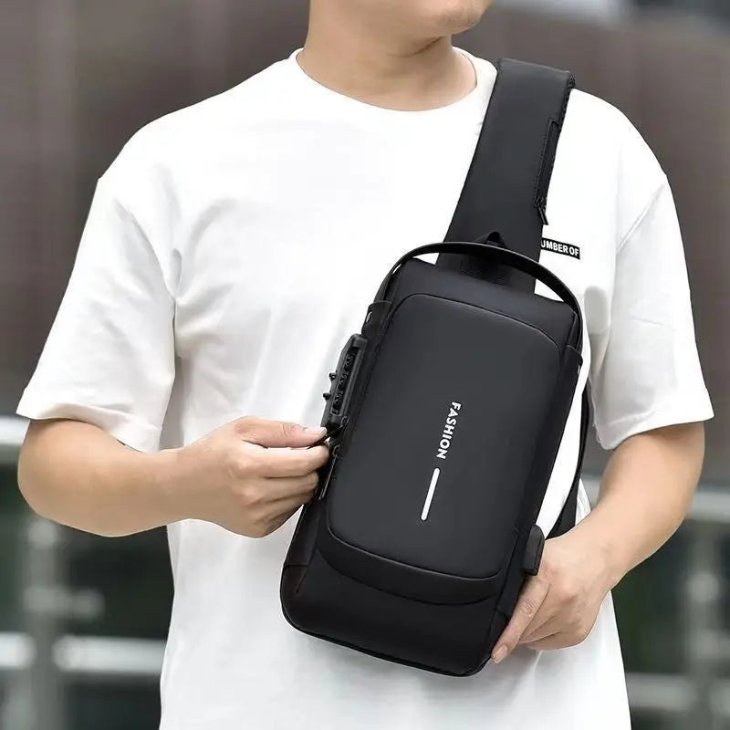 Motorcycle bag password anti-theft chest bag men's shoulder bag large capacity casual men's bag multifunctional crossbody bag eprolo