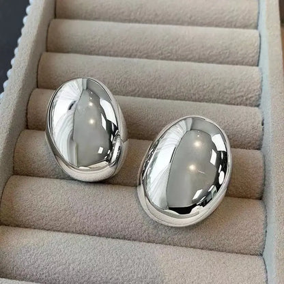 New Brass Teardrop Half Hollow Large Earrings Metal Smooth Ladies Jewellery eprolo
