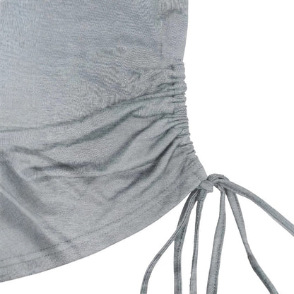 Women's T-Shirt Solid Color Waist Shirring Off-Shoulder Short Sleeve