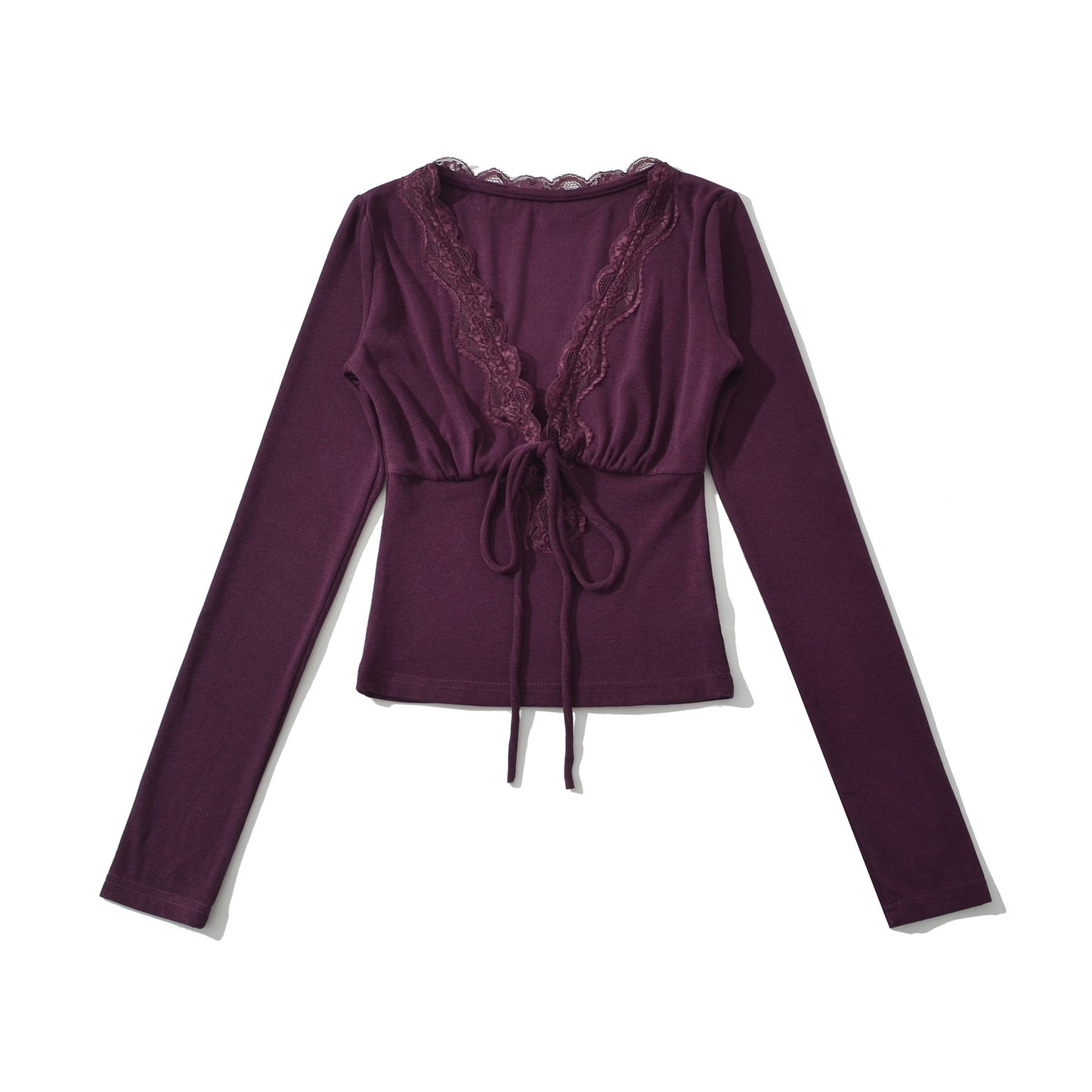 Sexy lace V-neck strap patchwork top T-shirt