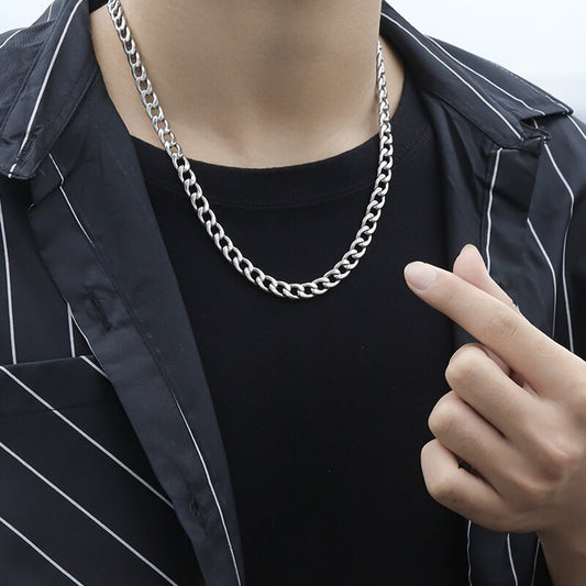 Classic Curb Chain Stainless Steel Necklace for Women Men - Hip Hop Cuban Link Chain Fashion Jewelry