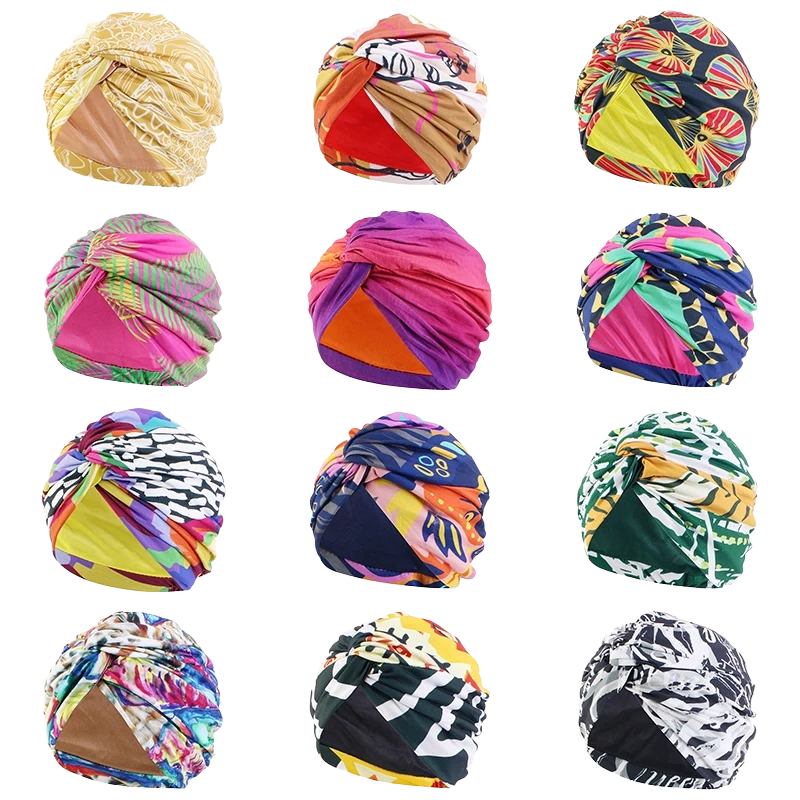 Bohemian Style Cap Satin Fabric in Printed Twist texture for Girls