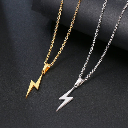 Bolt pendant necklace women fashion jewelry stainless steel chain 45cm