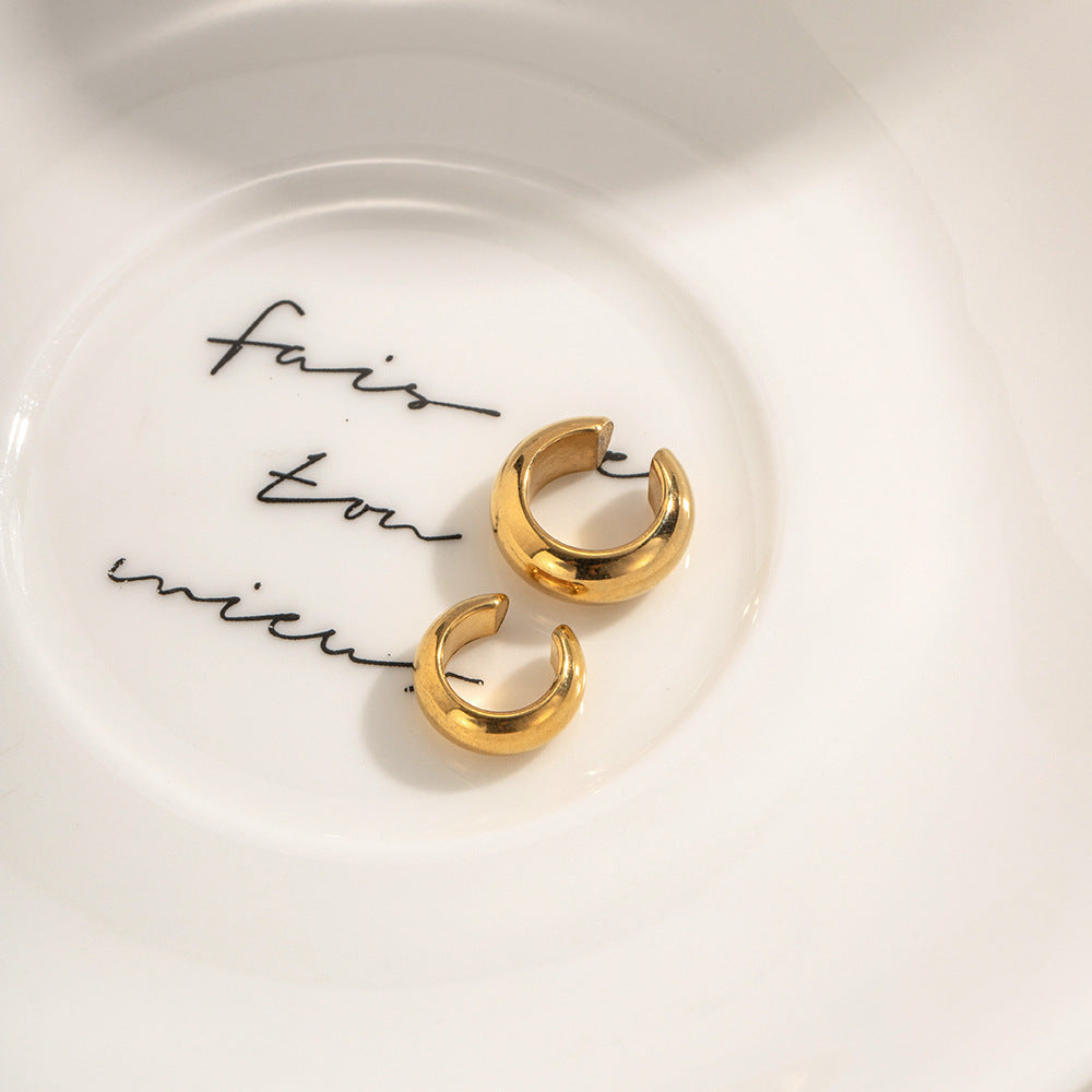 Shape Hollow Round Ear Cuff Stainless Steel for women