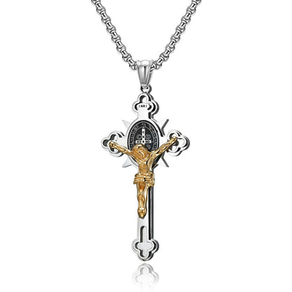 Titanium Steel Cross Necklace Retro Personality Hipster Men And Women Pendant