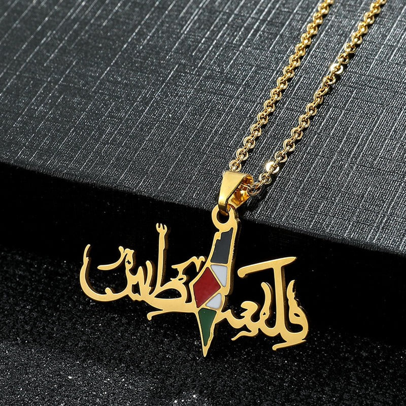 Palestine Flag Pendant Stainless Steel Gold Silver