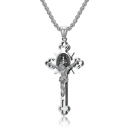 Titanium Steel Cross Necklace Retro Personality Hipster Men And Women Pendant